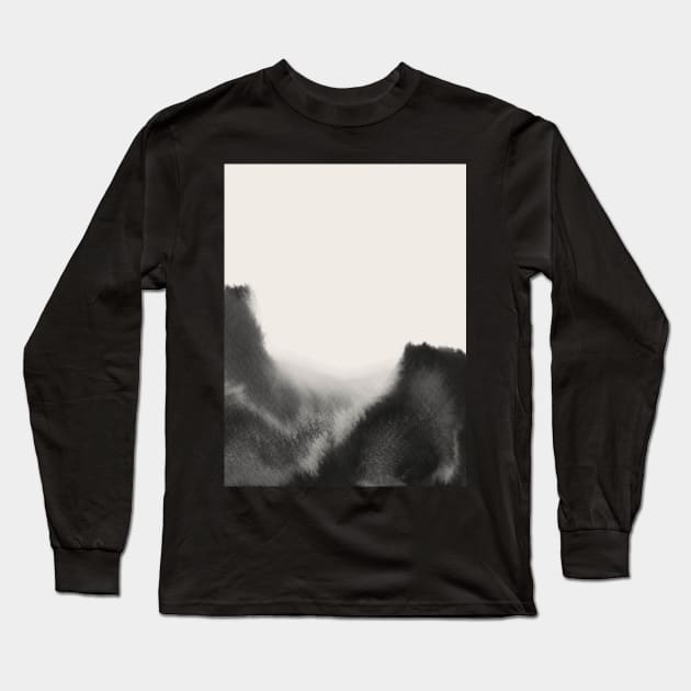 Abstract black watercolor Long Sleeve T-Shirt by WhalesWay